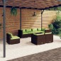 vidaXL Set muebles de jardín 8 piezas y cojines ratán sintético marrón vidaXL Set muebles de jardín 8 piezas y cojines ratán sintético marrón