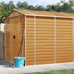 vidaXL Caseta de jardín acero galvanizado marrón claro 191x640x198 cm