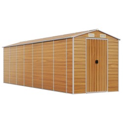 vidaXL Caseta de jardín acero galvanizado marrón claro 191x640x198 cm