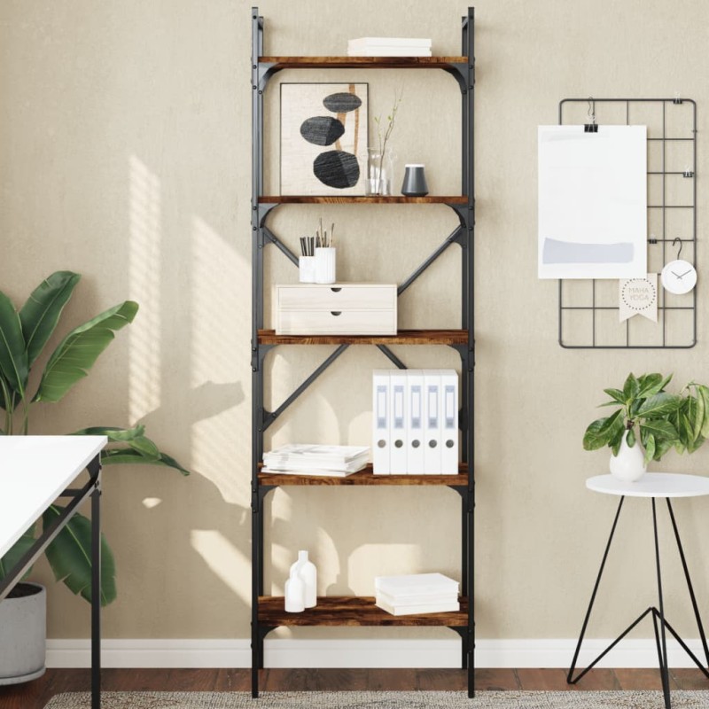vidaXL Librería de 5 estantes madera roble ahumado 56x31,5x174 cm vidaXL Librería de 5 estantes madera roble ahumado 56x31,5x174 cm