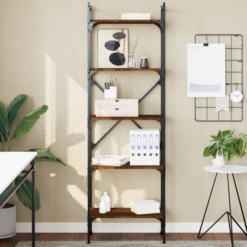 vidaXL Librería de 5 estantes madera marrón roble 56x31,5x174 cm