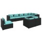 vidaXL Set de muebles de jardín 9 pzas y cojines ratán sintético negro