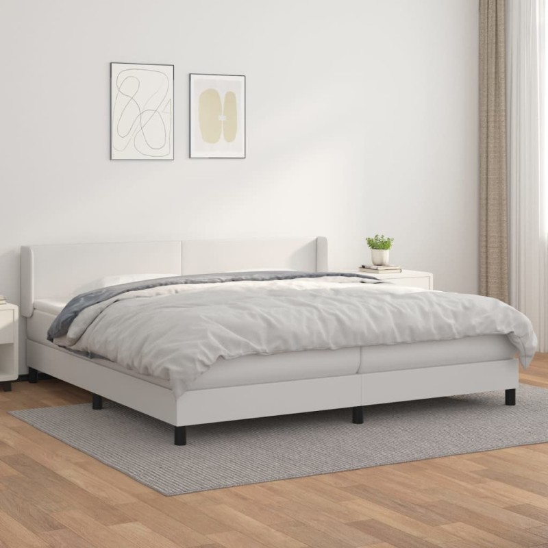 vidaXL Cama box spring con colchón cuero sintético blanco 200x200 cm vidaXL Cama box spring con colchón cuero sintético blanco 200x200 cm