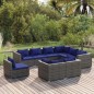 vidaXL Set de muebles de jardín 9 pzas y cojines ratán sintético gris vidaXL Set de muebles de jardín 9 pzas y cojines ratán sintético gris