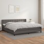 vidaXL Cama box spring con colchón cuero sintético gris 200x200 cm vidaXL Cama box spring con colchón cuero sintético gris 200x200 cm