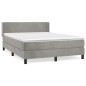vidaXL Cama box spring con colchón terciopelo gris claro 140x200 cm vidaXL Cama box spring con colchón terciopelo gris claro 140x200 cm