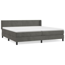 vidaXL Cama box spring con colchón terciopelo gris oscuro 200x200 cm