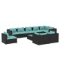 vidaXL Set de muebles de jardín 10 pzs y cojines ratán sintético negro vidaXL Set de muebles de jardín 10 pzs y cojines ratán sintético negro