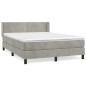 vidaXL Cama box spring con colchón terciopelo gris claro 140x190 cm vidaXL Cama box spring con colchón terciopelo gris claro 140x190 cm