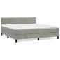 vidaXL Cama box spring con colchón terciopelo gris claro 160x200 cm vidaXL Cama box spring con colchón terciopelo gris claro 160x200 cm