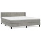 vidaXL Cama box spring con colchón terciopelo gris claro 160x200 cm vidaXL Cama box spring con colchón terciopelo gris claro 160x200 cm