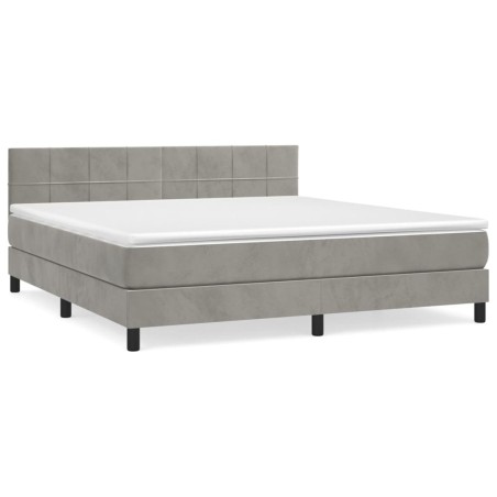 vidaXL Cama box spring con colchón terciopelo gris claro 180x200 cm