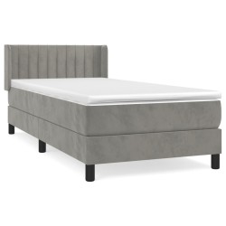 vidaXL Cama box spring con colchón terciopelo gris claro 90x190 cm