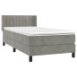 vidaXL Cama box spring con colchón terciopelo gris claro 90x190 cm vidaXL Cama box spring con colchón terciopelo gris claro 90x190 cm