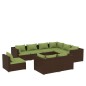 vidaXL Set muebles de jardín 9 piezas y cojines ratán sintético marrón