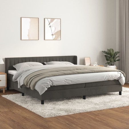 vidaXL Cama box spring con colchón terciopelo gris oscuro 200x200 cm