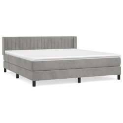 vidaXL Cama box spring con colchón terciopelo gris claro 160x200 cm