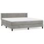 vidaXL Cama box spring con colchón terciopelo gris claro 160x200 cm vidaXL Cama box spring con colchón terciopelo gris claro 160x200 cm