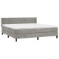 vidaXL Cama box spring con colchón terciopelo gris claro 160x200 cm vidaXL Cama box spring con colchón terciopelo gris claro 160x200 cm