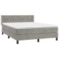 vidaXL Cama box spring con colchón terciopelo gris claro 140x190 cm vidaXL Cama box spring con colchón terciopelo gris claro 140x190 cm