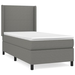 vidaXL Cama box spring con colchón tela gris oscuro 100x200 cm
