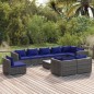 vidaXL Set de muebles de jardín 10 pzas y cojines ratán sintético gris vidaXL Set de muebles de jardín 10 pzas y cojines ratán sintético gris