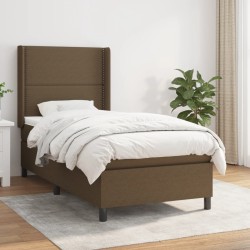 vidaXL Cama box spring con colchón tela marrón oscuro 80x200 cm