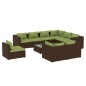 vidaXL Set muebles de jardín 10 pzas y cojines ratán sintético marrón vidaXL Set muebles de jardín 10 pzas y cojines ratán sintético marrón