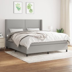 vidaXL Cama box spring con colchón tela gris claro 180x200 cm