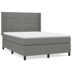 vidaXL Cama box spring con colchón tela gris oscuro 140x190 cm