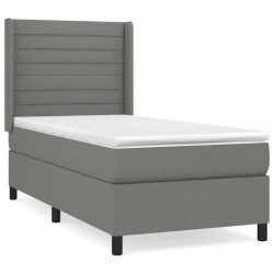 vidaXL Cama box spring con colchón tela gris oscuro 80x200 cm