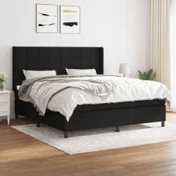 vidaXL Cama box spring con colchón tela negro 180x200 cm
