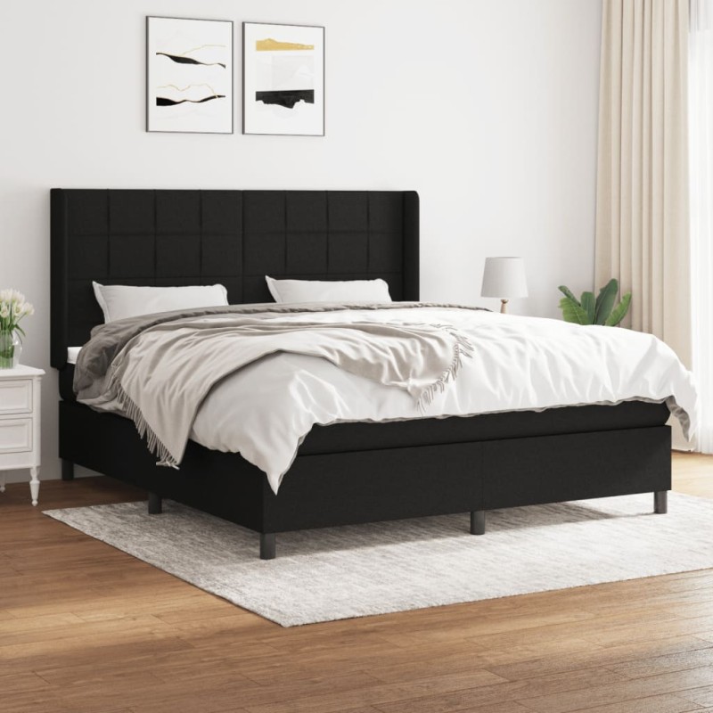 vidaXL Cama box spring con colchón tela negro 180x200 cm vidaXL Cama box spring con colchón tela negro 180x200 cm