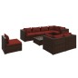 vidaXL Set muebles de jardín 9 piezas y cojines ratán sintético marrón vidaXL Set muebles de jardín 9 piezas y cojines ratán sintético marrón
