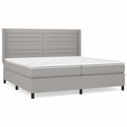 vidaXL Cama box spring con colchón tela gris claro 200x200 cm