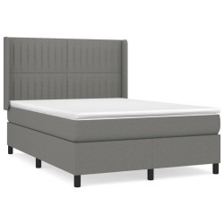 vidaXL Cama box spring con colchón tela gris oscuro 140x200 cm