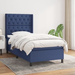 vidaXL Cama box spring con colchón tela azul 80x200 cm