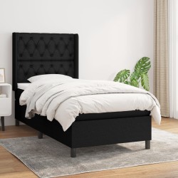 vidaXL Cama box spring con colchón tela negro 80x200 cm