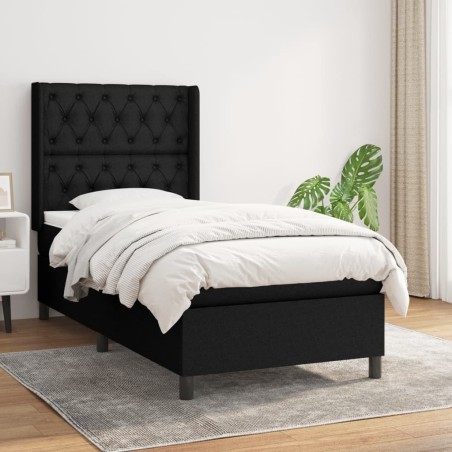 vidaXL Cama box spring con colchón tela negro 80x200 cm