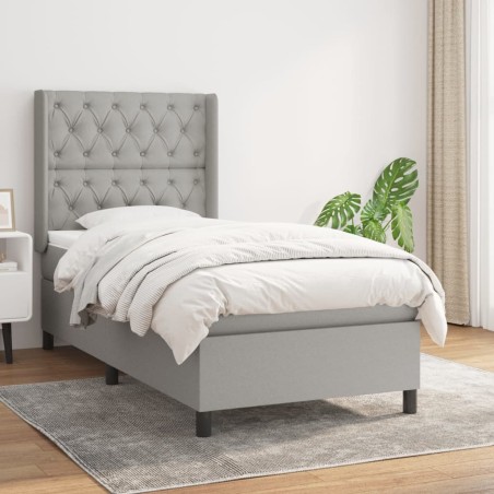 vidaXL Cama box spring con colchón tela gris claro 80x200 cm