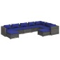 vidaXL Set de muebles de jardín 9 pzas y cojines ratán sintético gris vidaXL Set de muebles de jardín 9 pzas y cojines ratán sintético gris