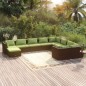 vidaXL Set muebles de jardín 10 pzas y cojines ratán sintético marrón vidaXL Set muebles de jardín 10 pzas y cojines ratán sintético marrón