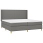vidaXL Cama box spring con colchón tela gris oscuro 200x200 cm
