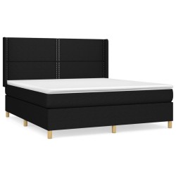 vidaXL Cama box spring con colchón tela negro 160x200 cm