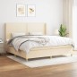 vidaXL Cama box spring con colchón tela color crema 200x200 cm vidaXL Cama box spring con colchón tela color crema 200x200 cm