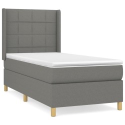 vidaXL Cama box spring con colchón tela gris oscuro 90x190 cm