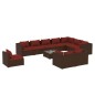 vidaXL Set muebles de jardín 11 pzas y cojines ratán sintético marrón
