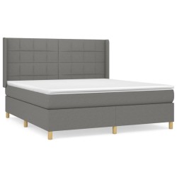 vidaXL Cama box spring con colchón tela gris oscuro 180x200 cm