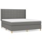 vidaXL Cama box spring con colchón tela gris oscuro 180x200 cm