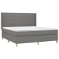 vidaXL Cama box spring con colchón tela gris oscuro 180x200 cm